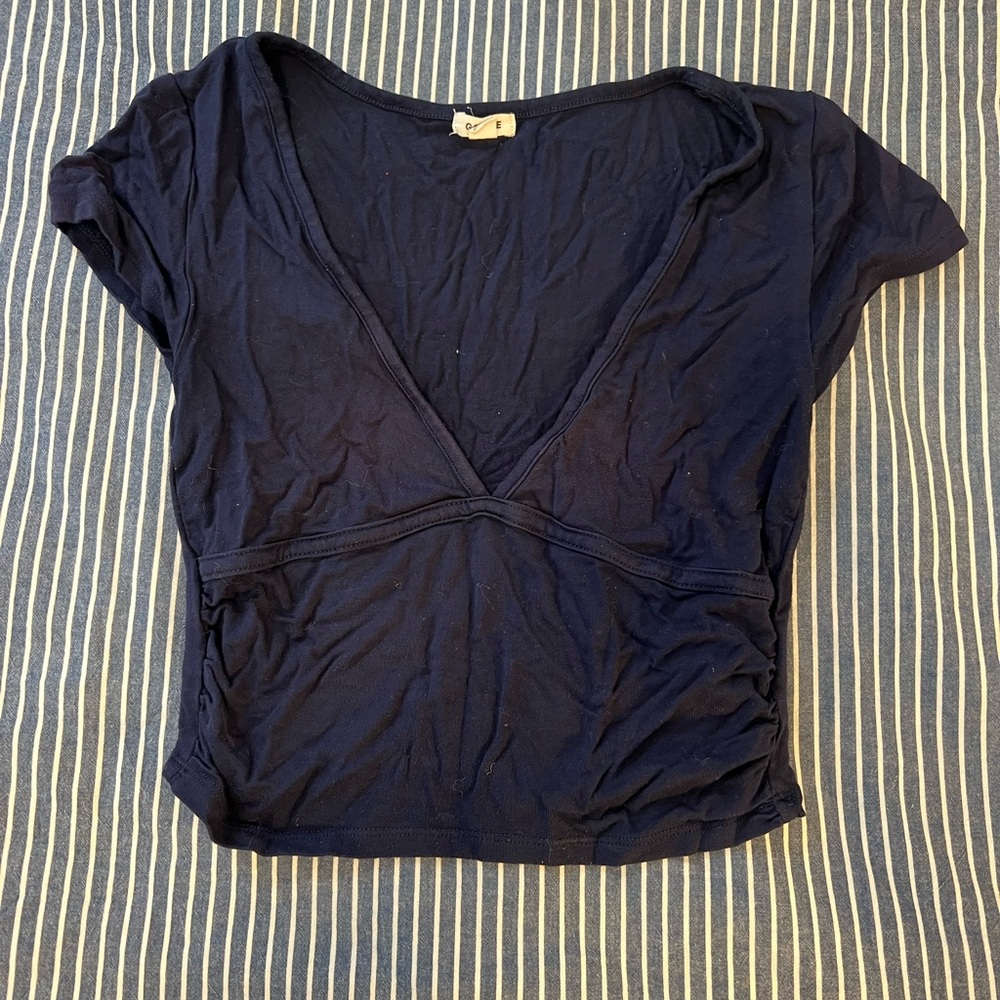 Garage Navy V-Neck Crop Top